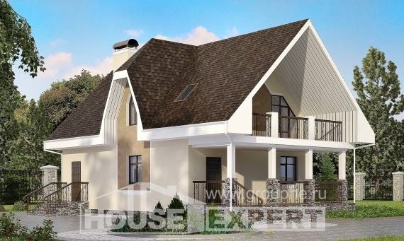 125-001-Л Проект двухэтажного дома с мансардой, доступный дом из газосиликатных блоков Оренбург, House Expert