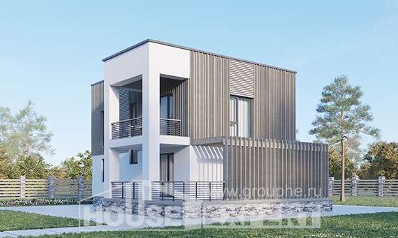 150-017-П Проект двухэтажного дома, современный дом из теплоблока Оренбург, House Expert
