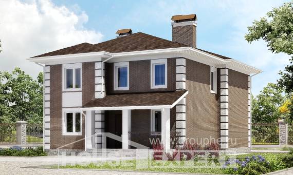185-002-П Проект двухэтажного дома, скромный домик из пеноблока Орск, House Expert