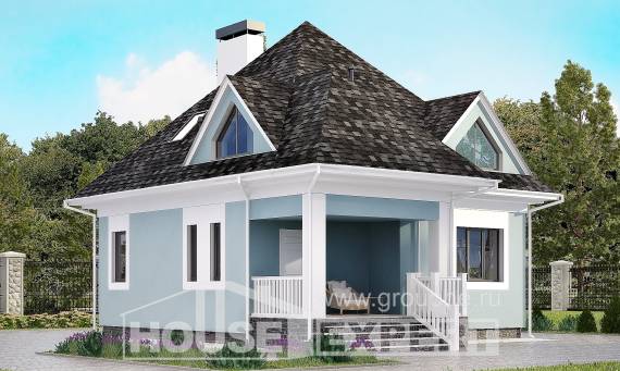 110-001-Л Проект двухэтажного дома с мансардой, уютный домик из бризолита Новотроицк, House Expert