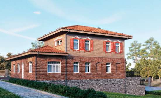 380-002-Л Проект трехэтажного дома и гаражом, уютный загородный дом из кирпича Орск | Проекты домов от House Expert