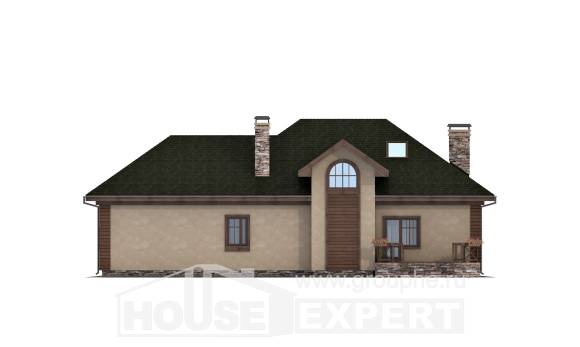 180-010-П Проект двухэтажного дома с мансардой, гараж, средний коттедж из арболита Орск, House Expert