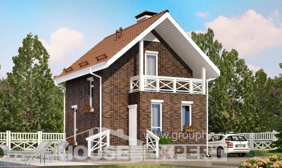 045-001-Л Проект двухэтажного дома мансардой, бюджетный дом из газобетона Гай, House Expert