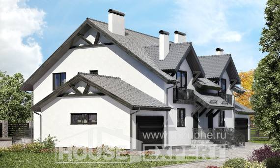290-003-П Проект двухэтажного дома мансардой, огромный коттедж из бризолита Оренбург, House Expert