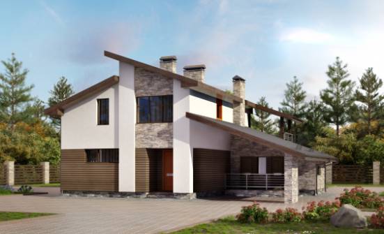 200-010-П Проект двухэтажного дома мансардой и гаражом, современный домик из твинблока Бузулук | Проекты домов от House Expert