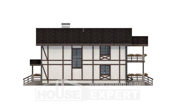 250-002-Л Проект двухэтажного дома мансардой, гараж, уютный коттедж из кирпича Кувандык, House Expert