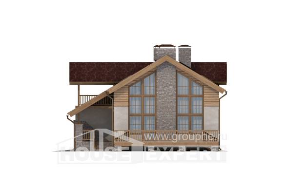 165-002-П Проект двухэтажного дома мансардой, гараж, скромный домик из газосиликатных блоков Гай, House Expert