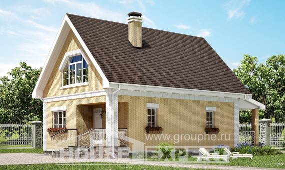 130-004-П Проект двухэтажного дома мансардный этаж, простой домик из твинблока Медногорск, House Expert