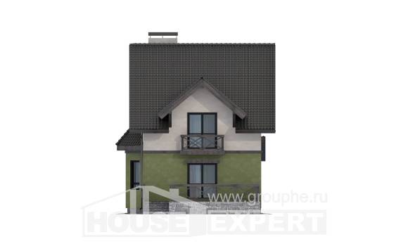 120-003-П Проект двухэтажного дома с мансардным этажом, бюджетный коттедж из пеноблока Медногорск, House Expert