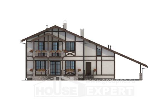 250-002-Л Проект двухэтажного дома мансардой и гаражом, простой загородный дом из кирпича Медногорск, House Expert