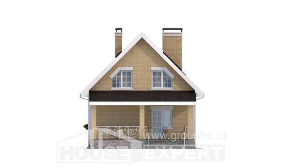 130-004-П Проект двухэтажного дома мансардный этаж, небольшой коттедж из арболита Гай, House Expert