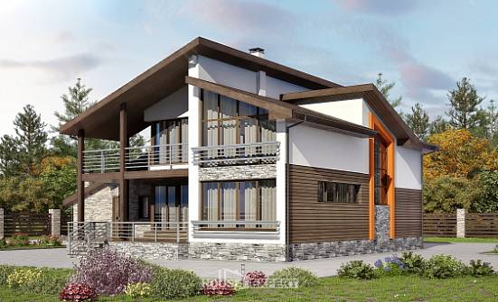 240-004-П Проект двухэтажного дома мансардный этаж и гаражом, уютный дом из поризованных блоков Оренбург | Проекты домов от House Expert