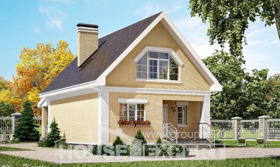 130-004-П Проект двухэтажного дома мансардой, простой домик из арболита Оренбург, House Expert