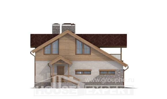 165-002-П Проект двухэтажного дома с мансардным этажом и гаражом, доступный дом из газобетона Бузулук, House Expert